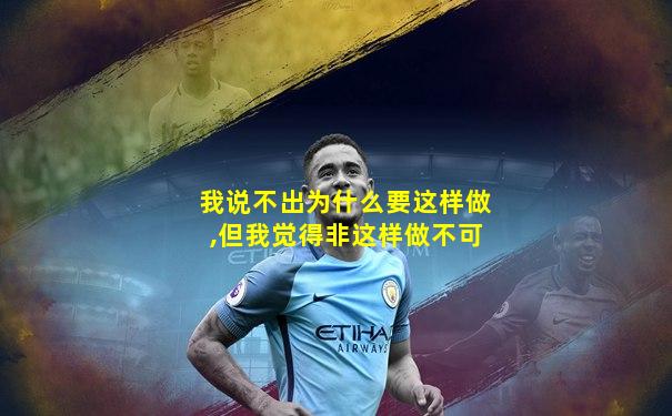 我说不出为什么要这样做,但我觉得非这样做不可